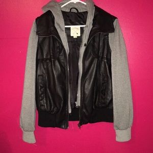 Sweatshirt/Pleather Vest all in one